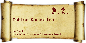 Mehler Karmelina névjegykártya